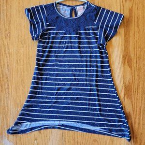 Wonder Nation long, striped galaxy sparkles navy blue shirt